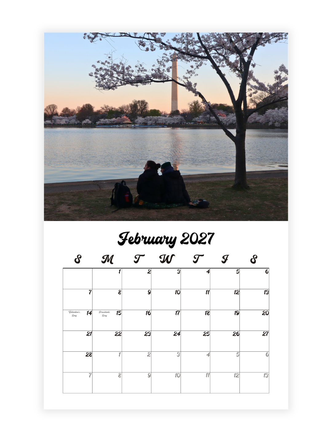 Washington D.C. Cherry Blossoms Photography 2027 Wall Calendar - Wholesale