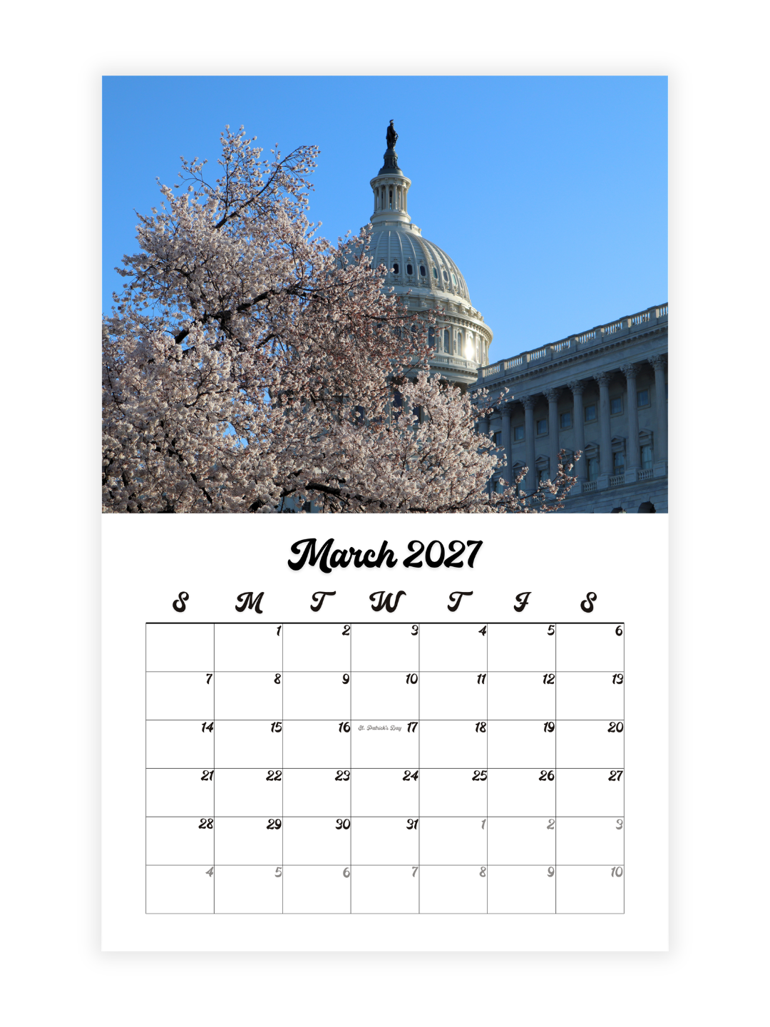 Washington D.C. Cherry Blossoms Photography 2027 Wall Calendar - Wholesale