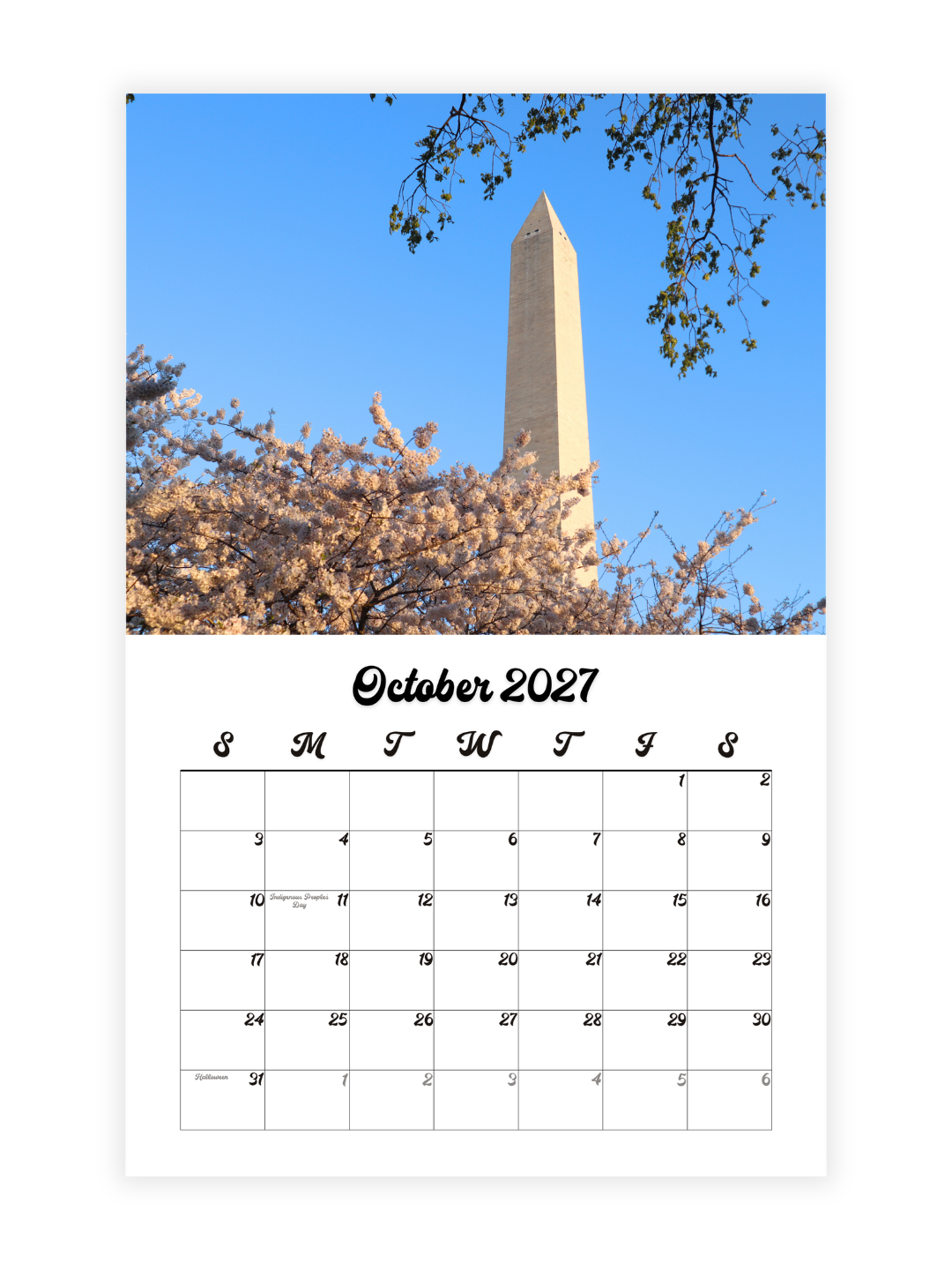 Washington D.C. Cherry Blossoms Photography 2027 Wall Calendar - Wholesale