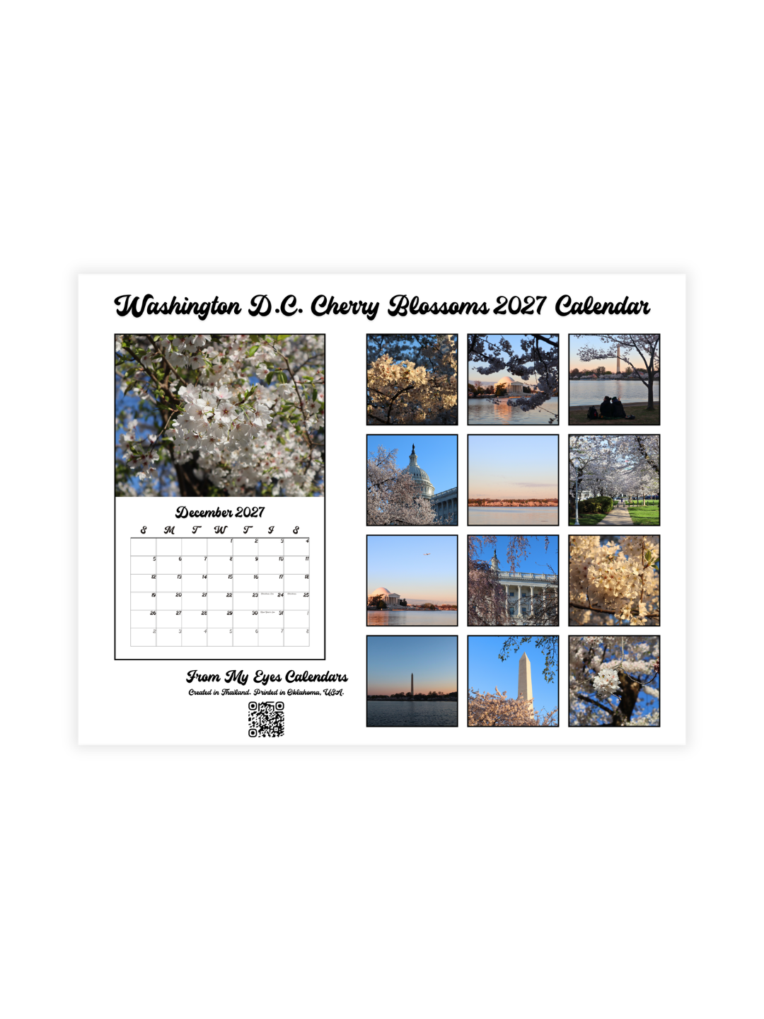 Washington D.C. Cherry Blossoms Photography 2027 Wall Calendar - Wholesale